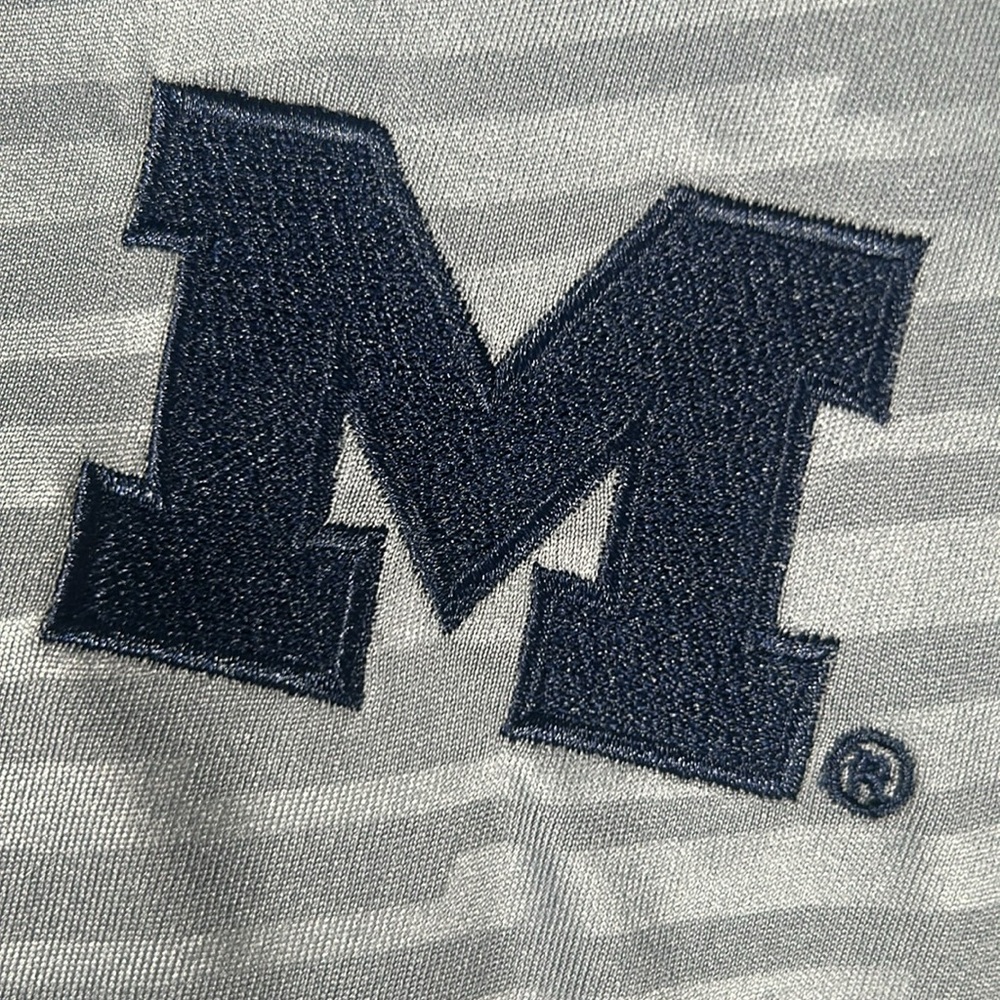 NWT Russell University of Michigan Athletic Gray and Navy Polo Shirt Large 42-44 - Picture 5 of 10